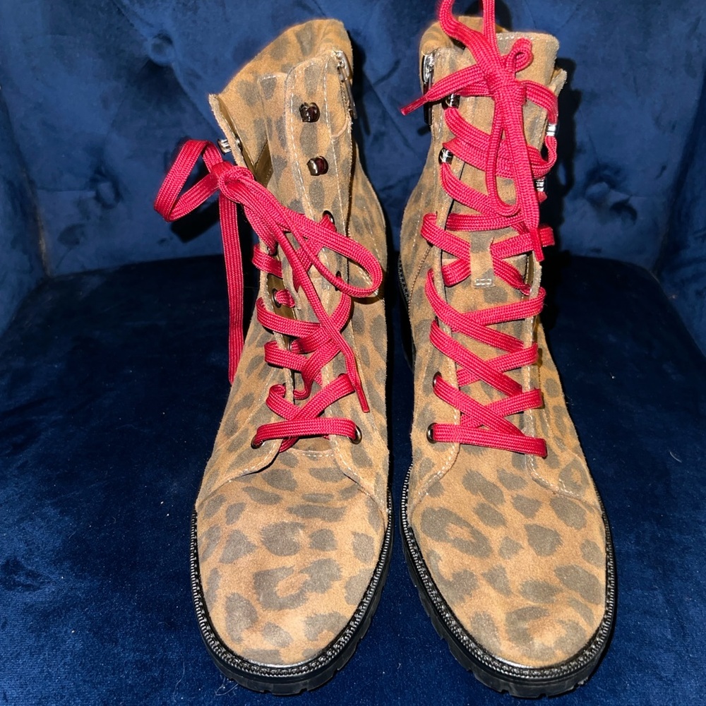 Vince Camuto Red Combat & Moto Boots with Bright Laces